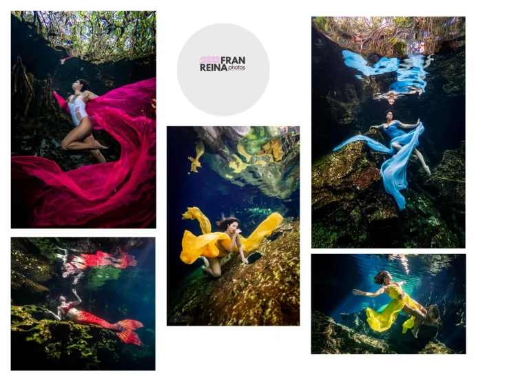 Stunning Underwater Flying Dress Photoshoot in Mexico by Fran Reina Photography